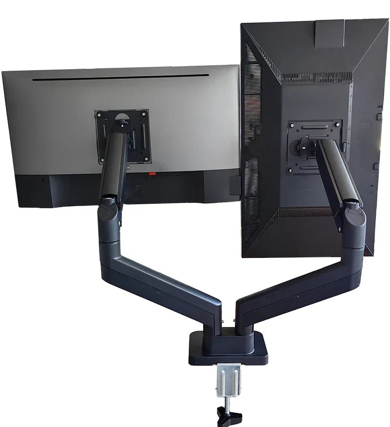 Dual-Monitor-Halterung für 17–32 Zoll Bildschirme – Schwenkbar, Neigbar, Höhenverstellbar – 2–10 kg Tragkraft pro Arm – Schwarz/Weiß
