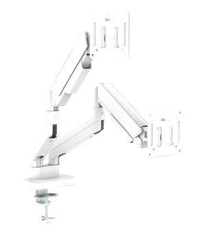 Dual-Monitor-Halterung für 17–32 Zoll Bildschirme – Schwenkbar, Neigbar, Höhenverstellbar – 2–10 kg Tragkraft pro Arm – Schwarz/Weiß